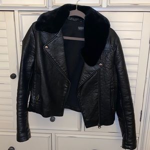 TopShop Leather Jacket w/ removable fur lining